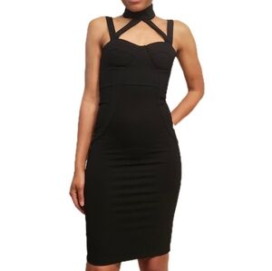 Fashion Nova Little Black Strappy Bodycon Dress